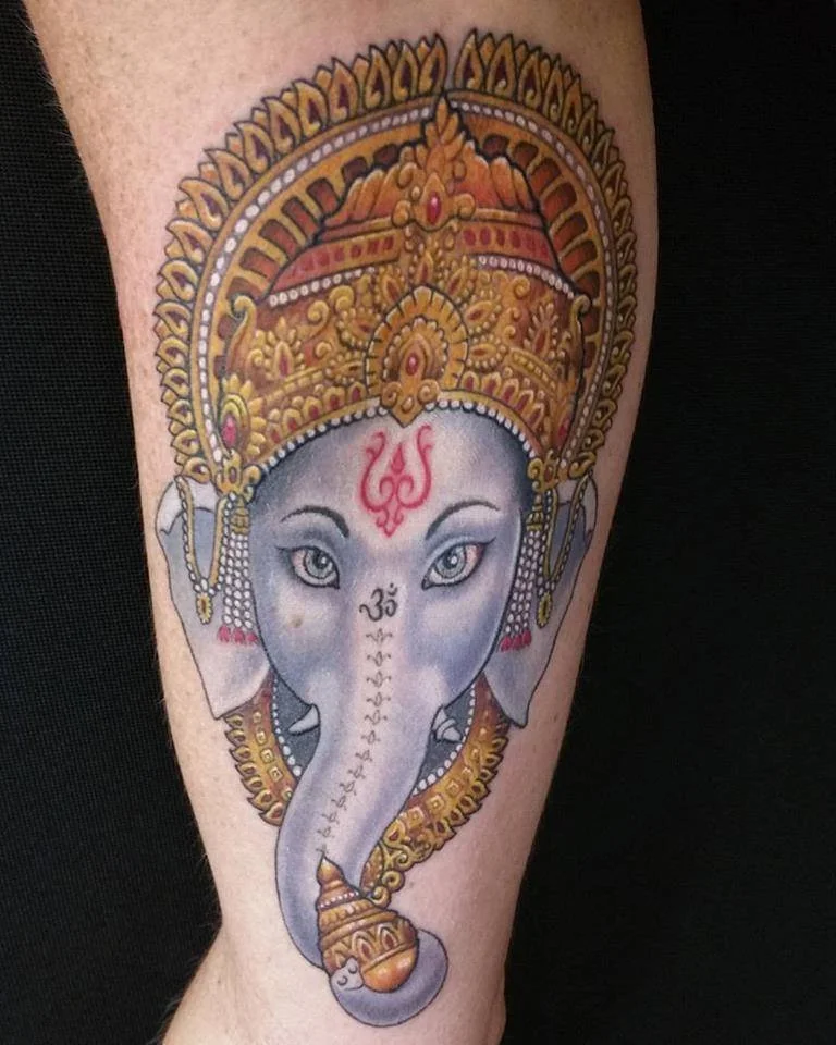 Custom color realism Ganesha tattoo by Daniel Upton at Studio 27 San Marcos TX